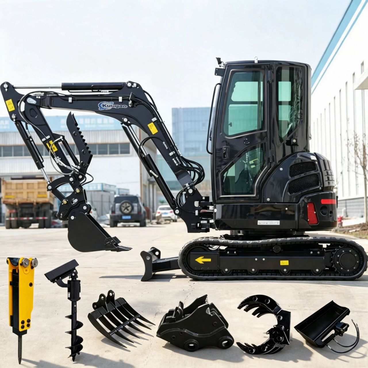 Tractor Backhoe - Mini Escavatore Idraulico Cingolato Multifunzione da